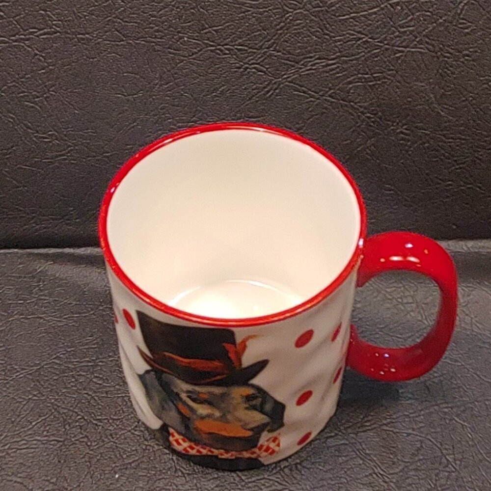 Dog with Top Hat in Tux with Red Handle Coffee Cup - Picture 3 of 6